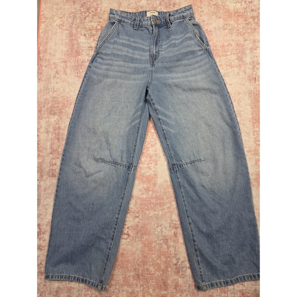 Cotton On Barrel Leg Jeans Womens 26 High Rise Light Wash Cropped 100% Cotton